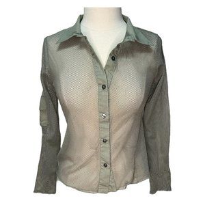 See through olive green blouse